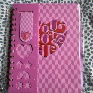 Pink Spiral Notebook with Heart Design
